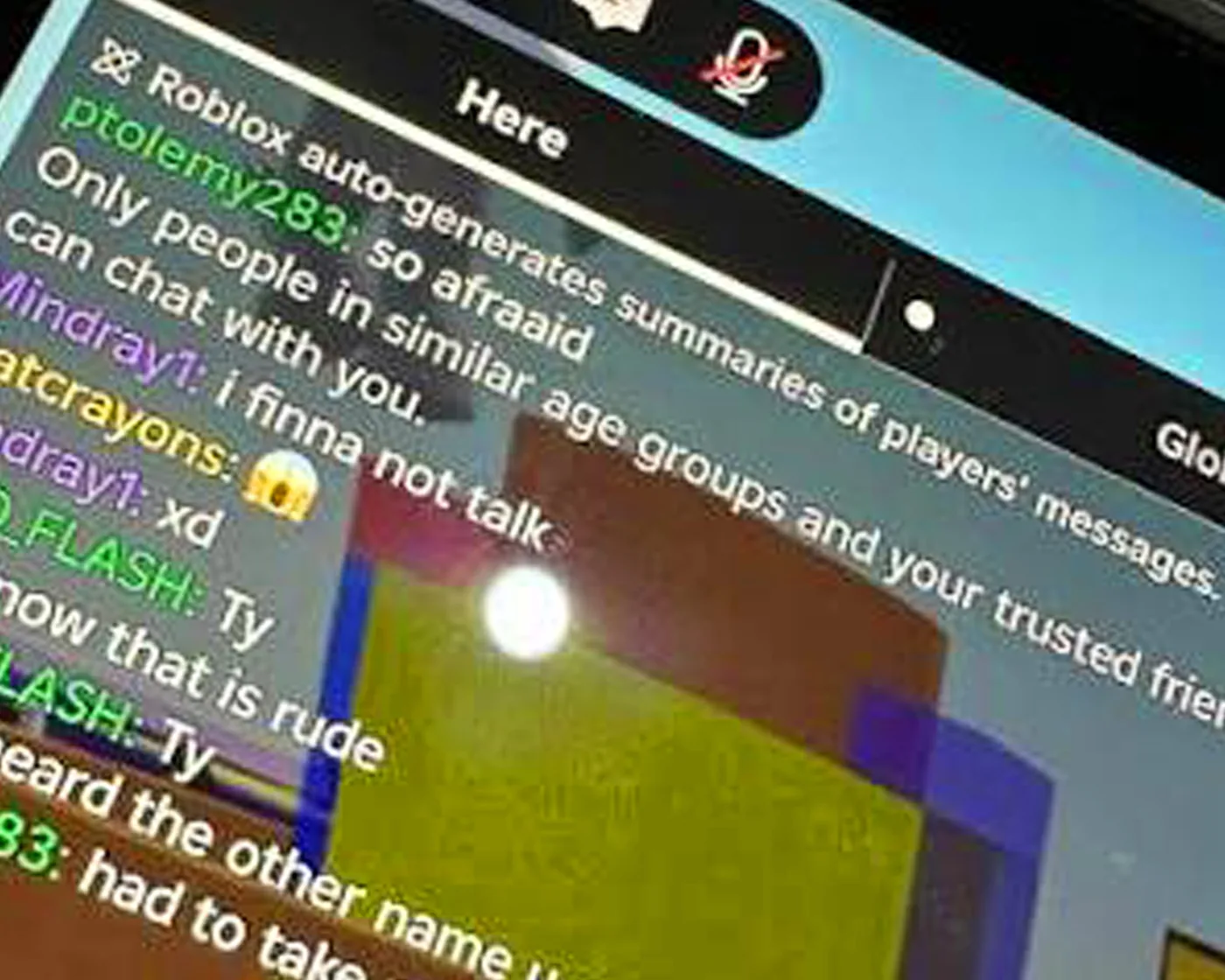 An in-game Roblox chat window
